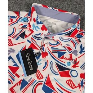 Good Good Golf Proud and True Polo Shirt Mens L Geometric All Over Print NWT